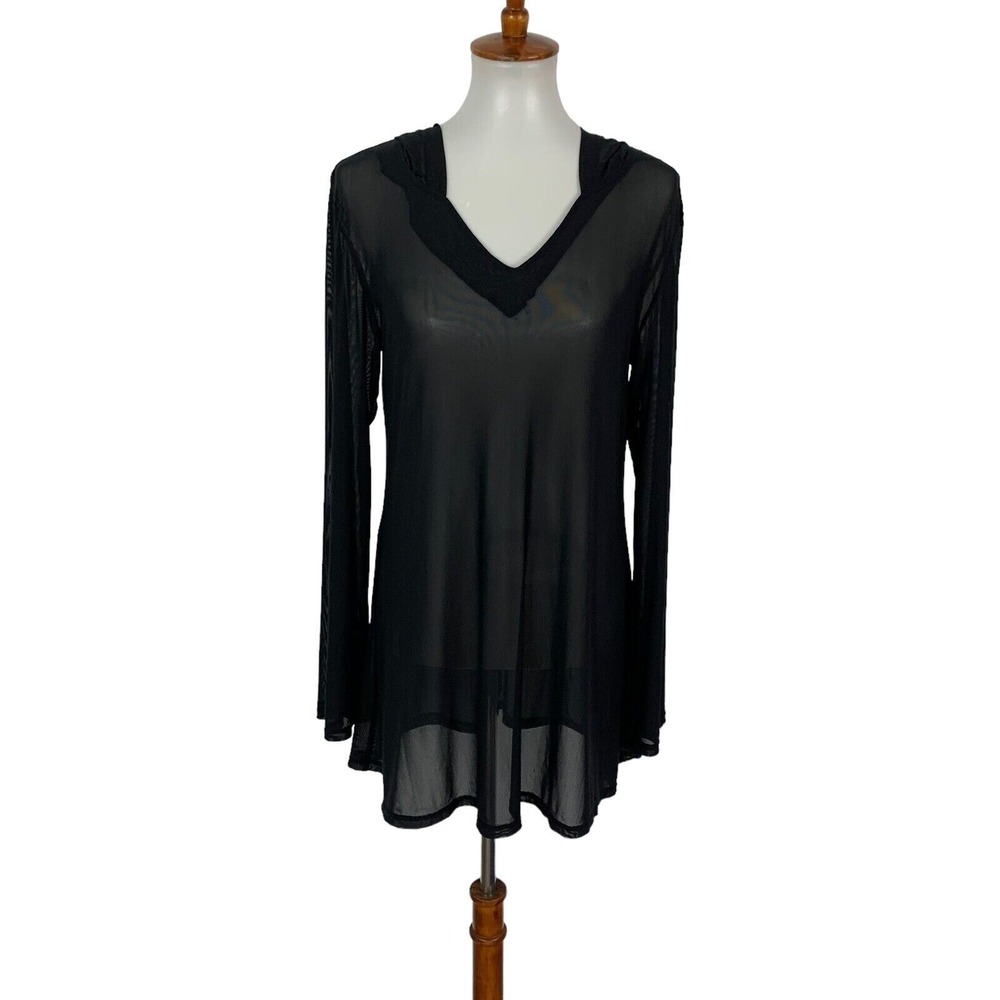 Miken Black Beach Cover Up Medium Swimwear Resortwear Lightweight